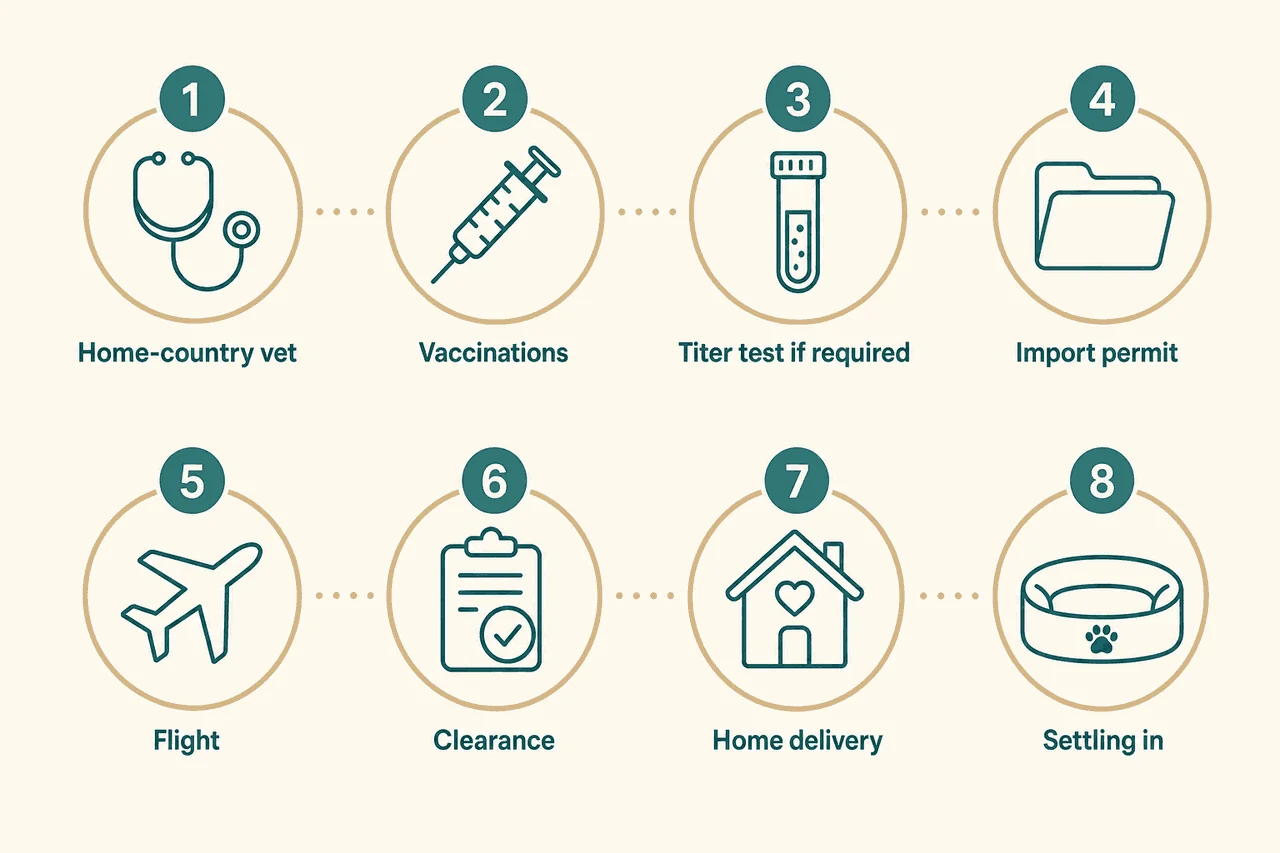 Inbound pet relocation journey to Dubai from first vet visit to home delivery