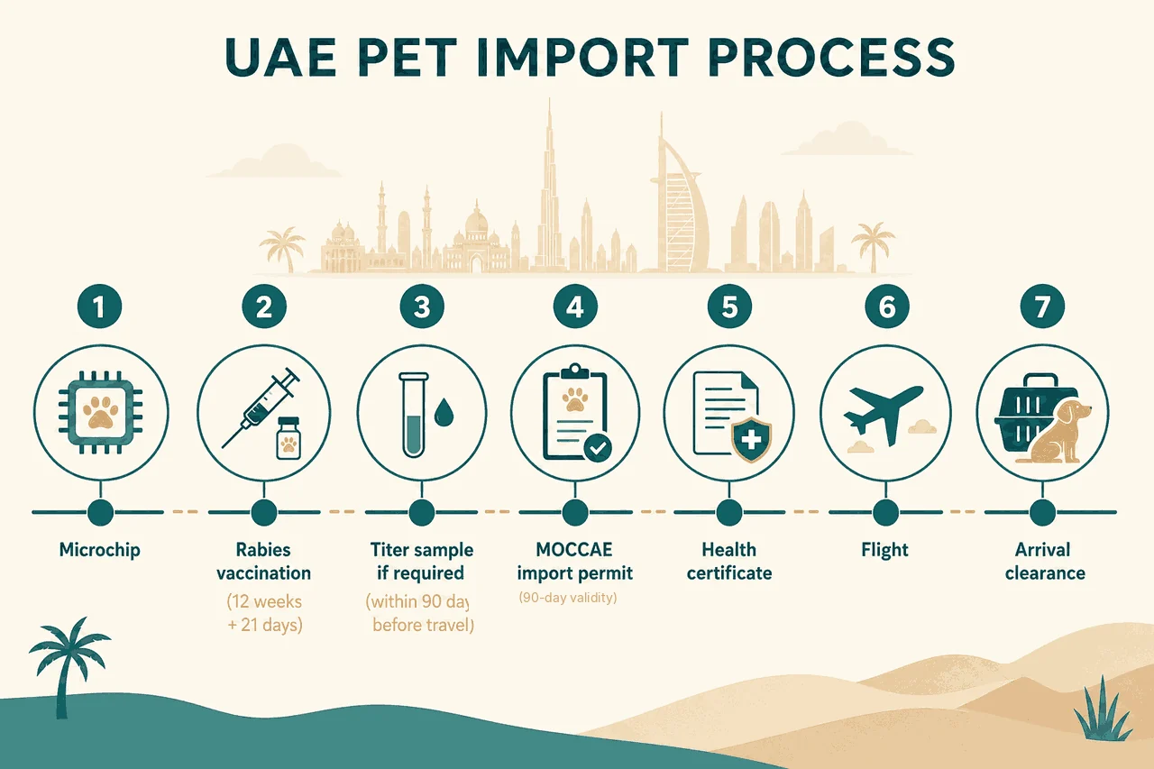 Illustration of the UAE pet import sequence