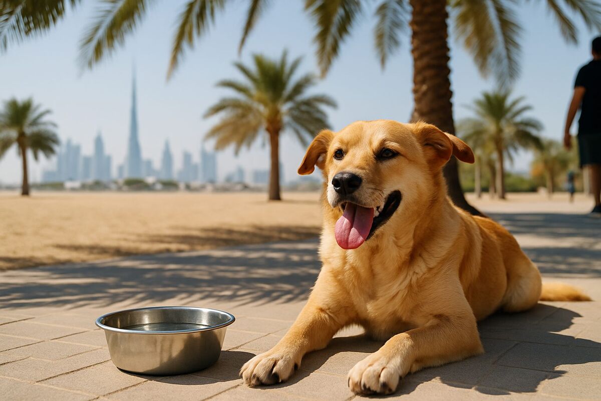 Pet travel planning during Dubai summer heat with early morning flight routing